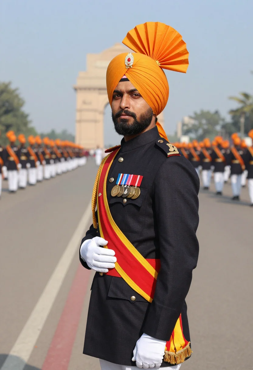 AI sikh regiment sample — portrait of a man, chest-up portrait of a North-Indian man i