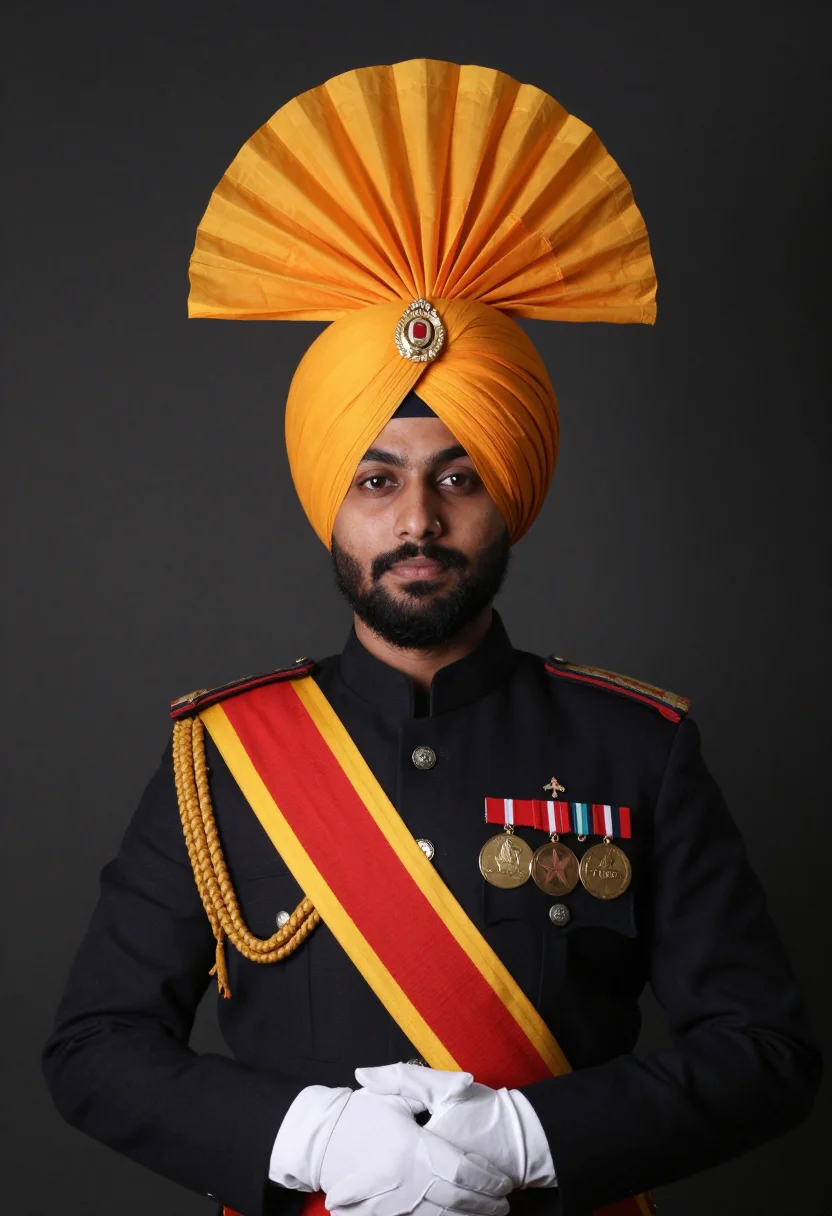 AI sikh regiment sample — portrait of a man, chest-up portrait of a North-Indian man i