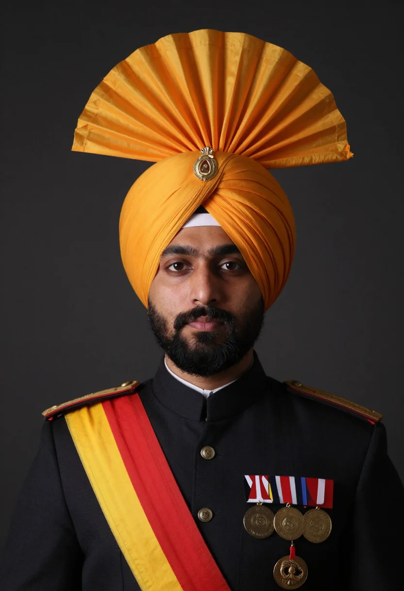 AI sikh regiment sample — portrait of a man, head-and-shoulders portrait of a North-In