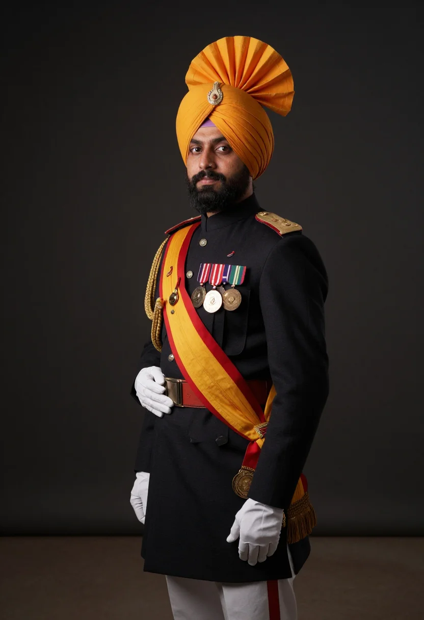 AI sikh regiment sample — portrait of a man, three-quarter-length portrait of a North-