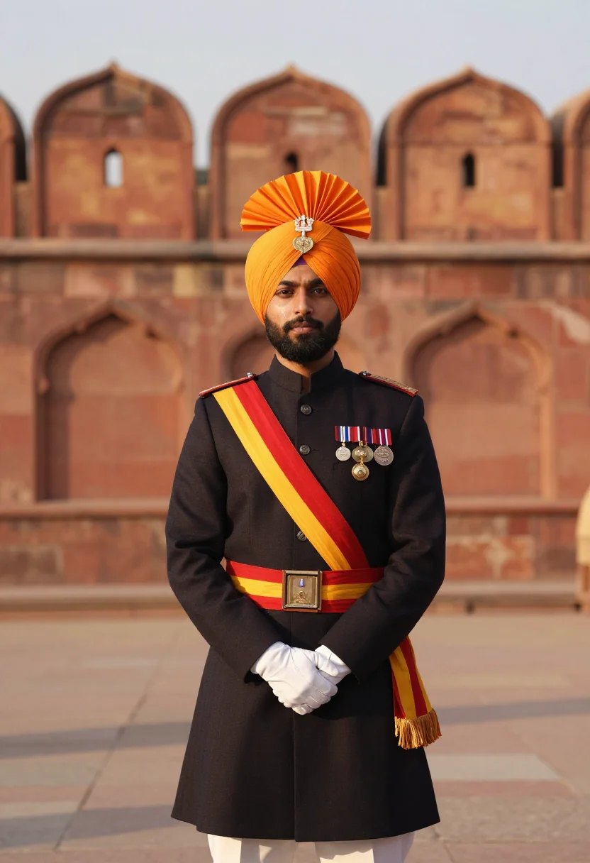 AI sikh regiment sample — portrait of a man, three-quarter-length portrait of a North-