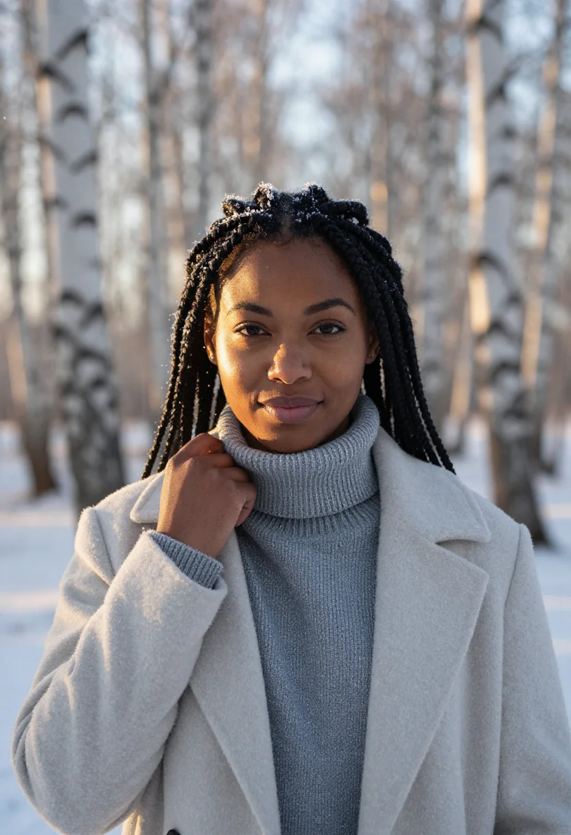 AI silver birch frost sample — portrait of a woman, tight head-and-shoulders portrait of a