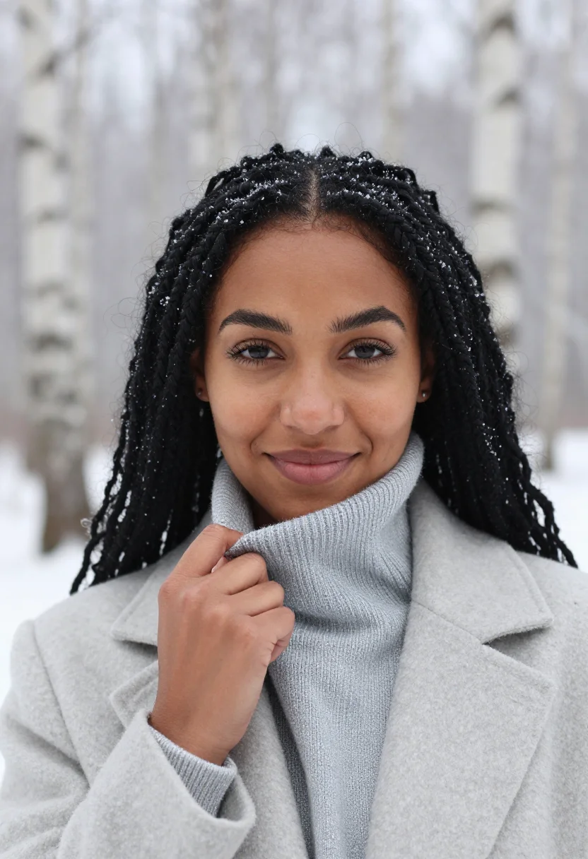 AI silver birch frost sample — portrait of a woman, tight head-and-shoulders portrait of a