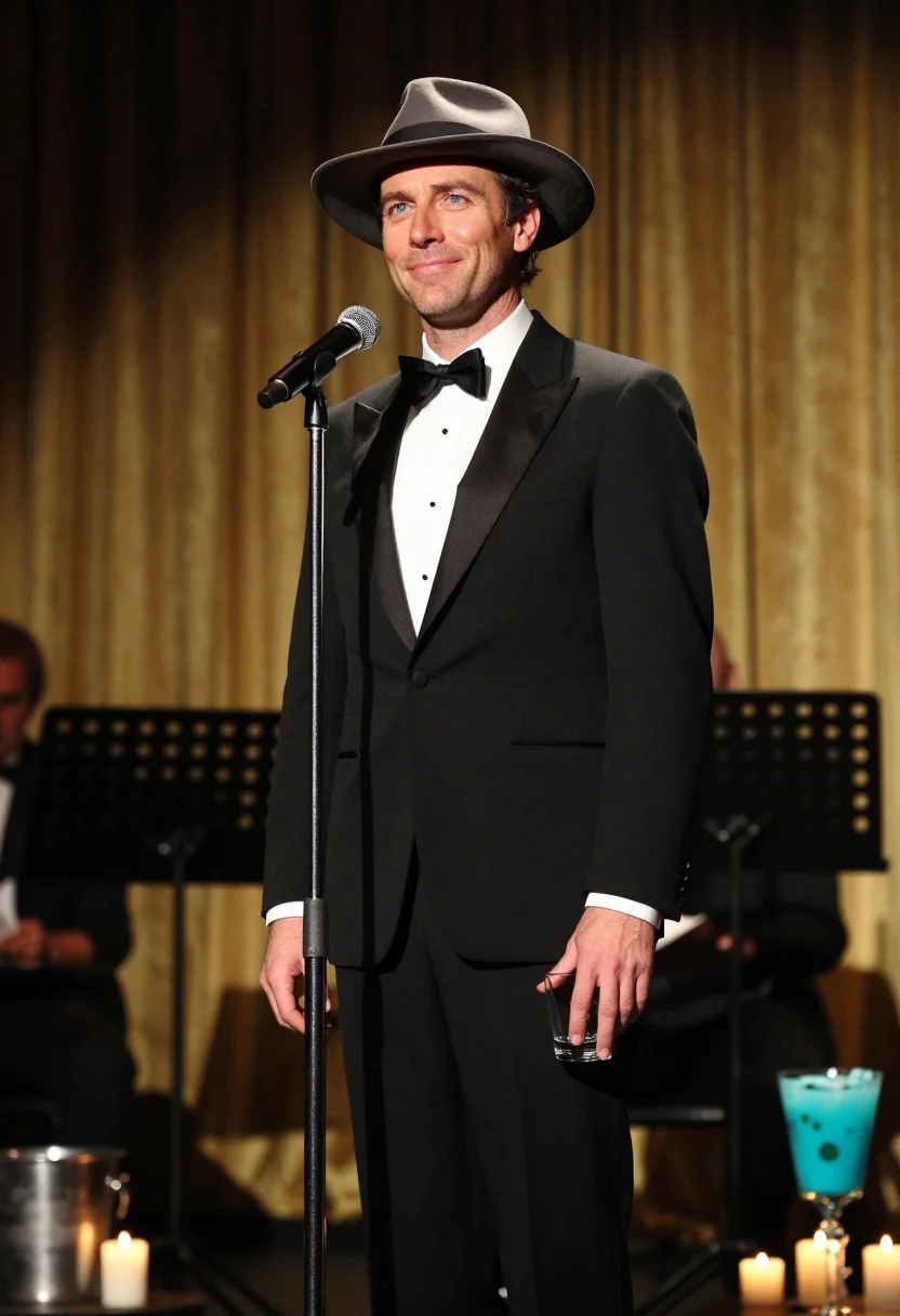 AI sinatra rat pack sample — portrait of a man, three-quarter-length portrait of a Wester