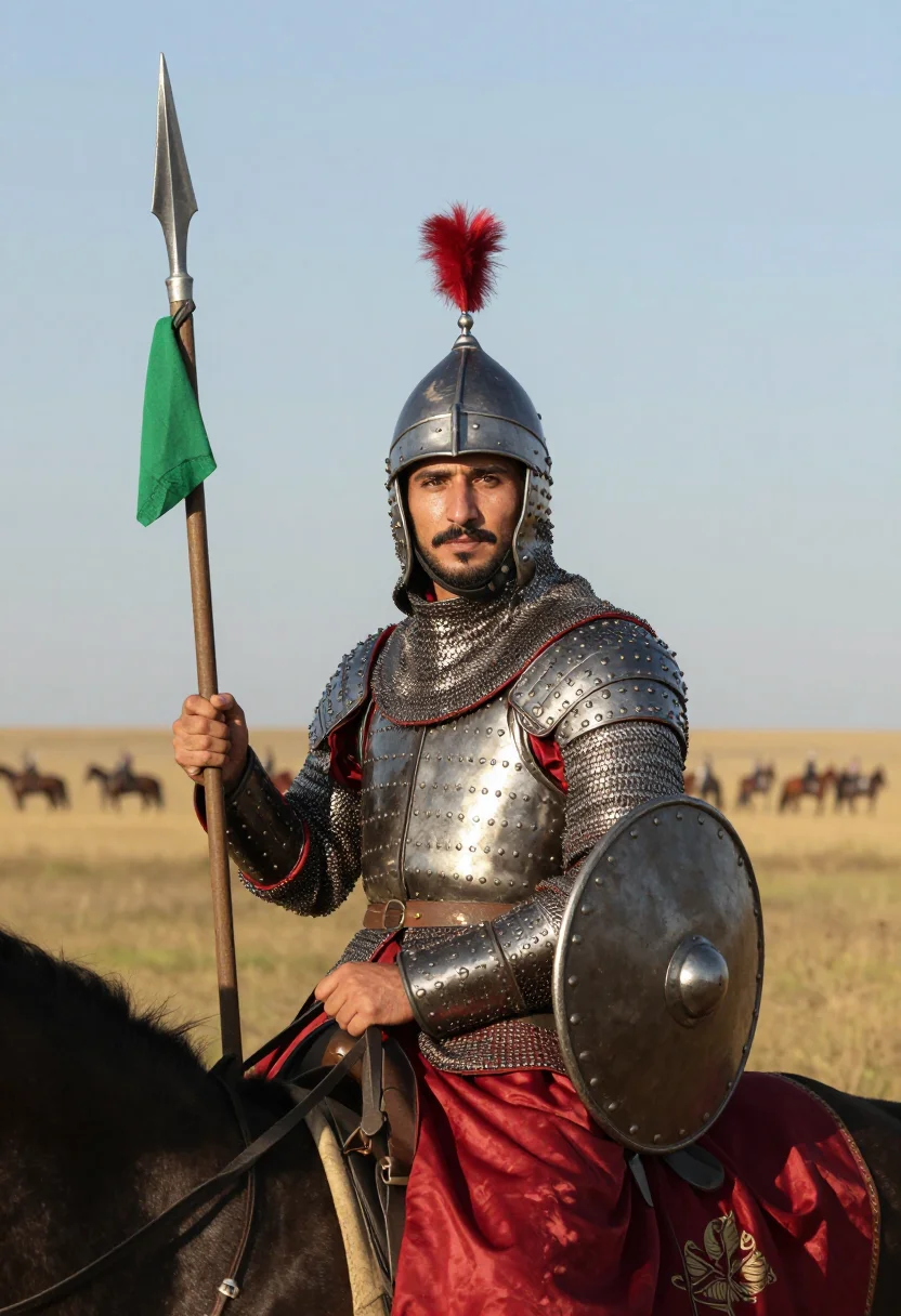 AI sipahi sample — portrait of a man, chest-up portrait of a Turkish man in his