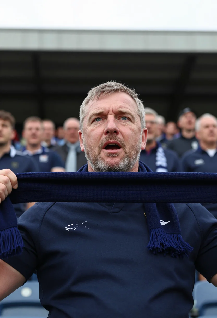 AI six nations murrayfield navy sample — portrait of a man, framed tight, head and shoulders, the bod