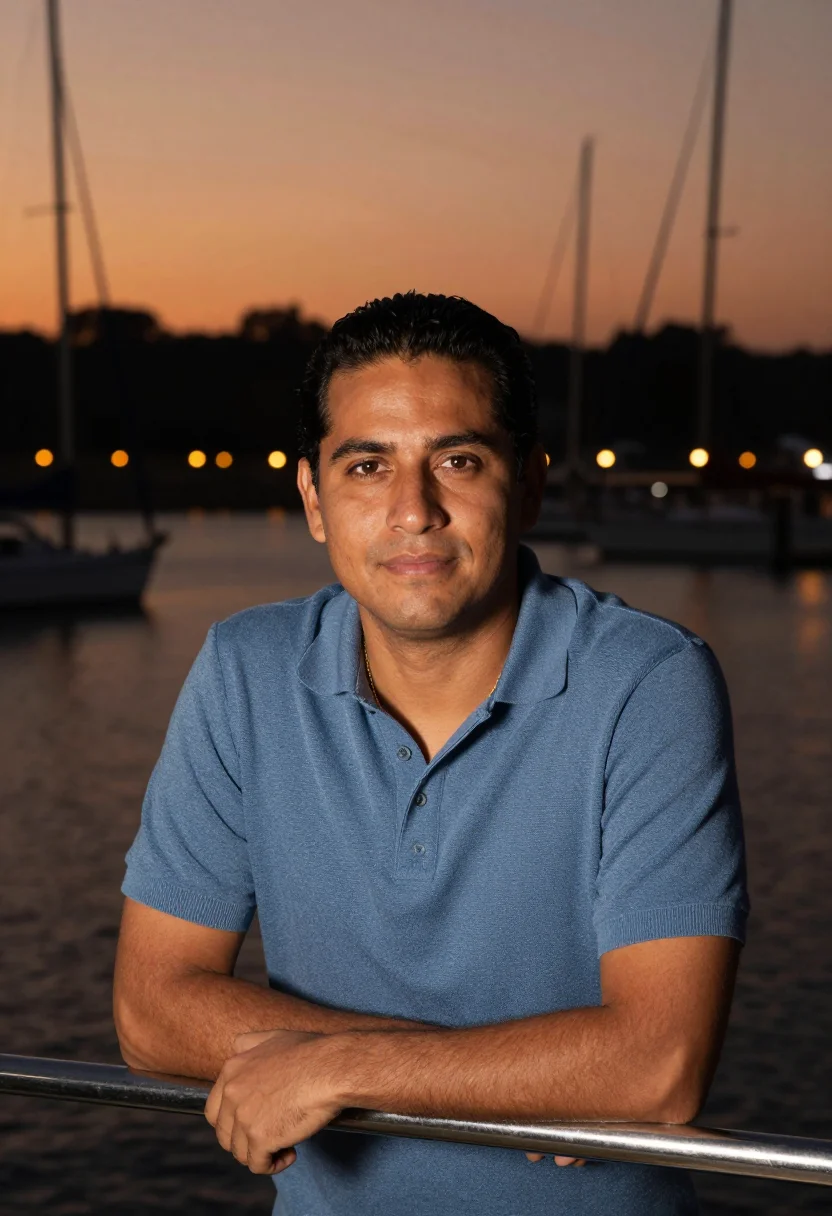 AI skipper sample — portrait of a man, head-and-shoulders portrait of a Latino m