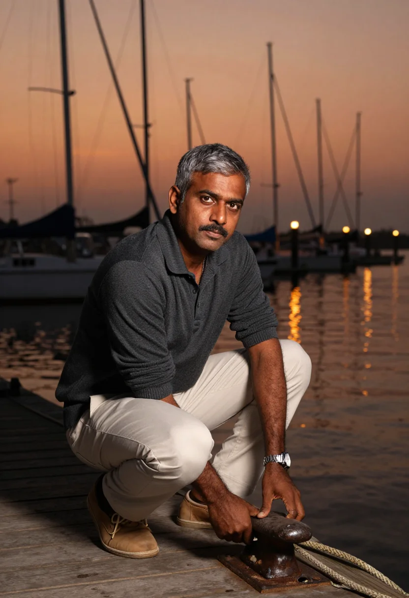 AI skipper sample — portrait of a man, half-length portrait of a South-Asian man