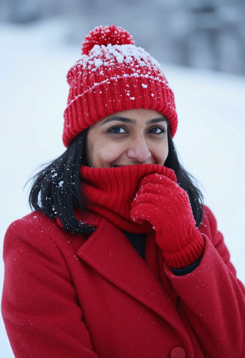AI sledge hill red sample — portrait of a woman, tight headshot of a South-Asian woman i