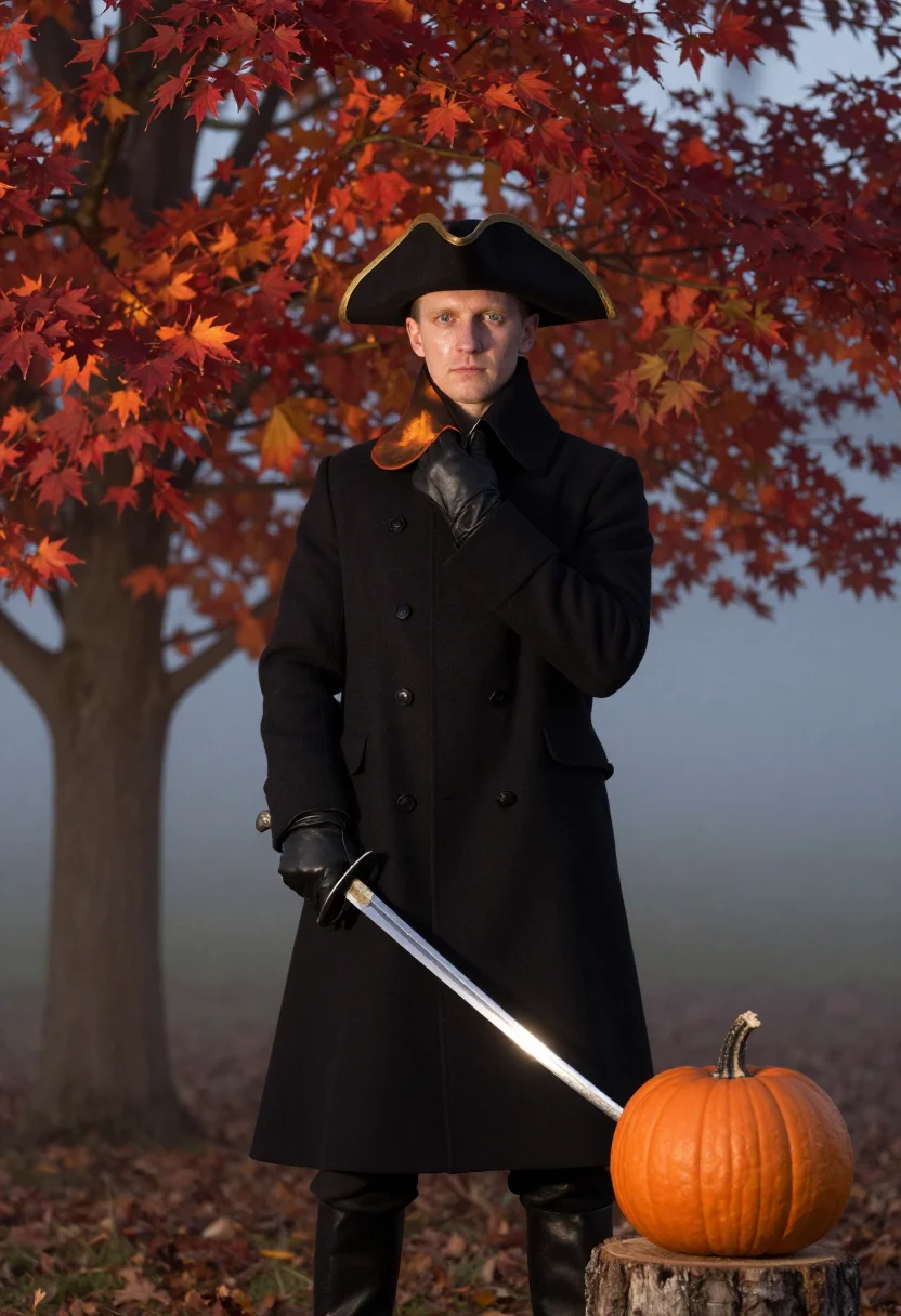 AI sleepy hollow horseman sample — portrait of a man, close half-length portrait of a Western-E