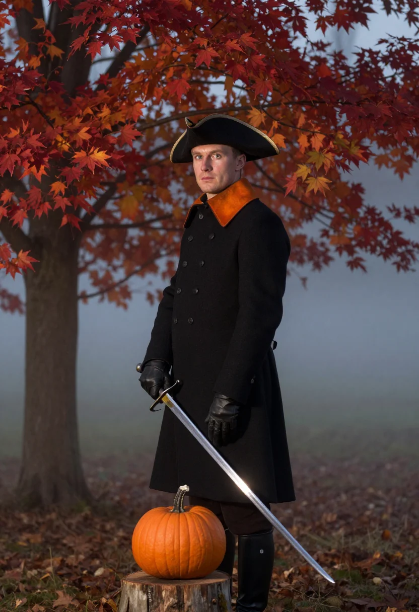 AI sleepy hollow horseman sample — portrait of a man, three-quarter-length portrait of a Wester