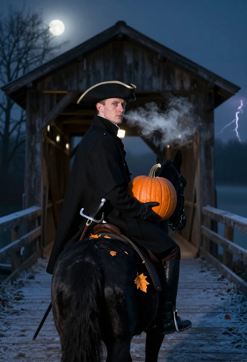 AI sleepy hollow horseman sample — portrait of a man, three-quarter-length portrait of a Wester