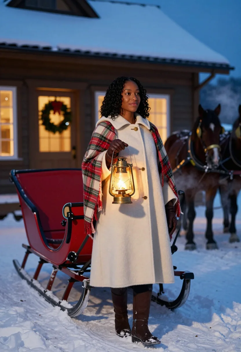 AI sleigh ride sample — portrait of a woman, full-length portrait of a Black French