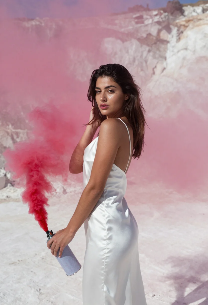 AI smoke bomb sample — portrait of a woman, three-quarter-length portrait of a woma