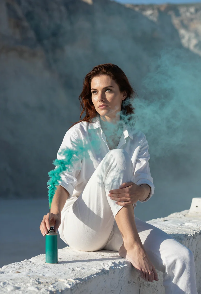 AI smoke bomb sample — portrait of a woman, three-quarter-length portrait of a woma