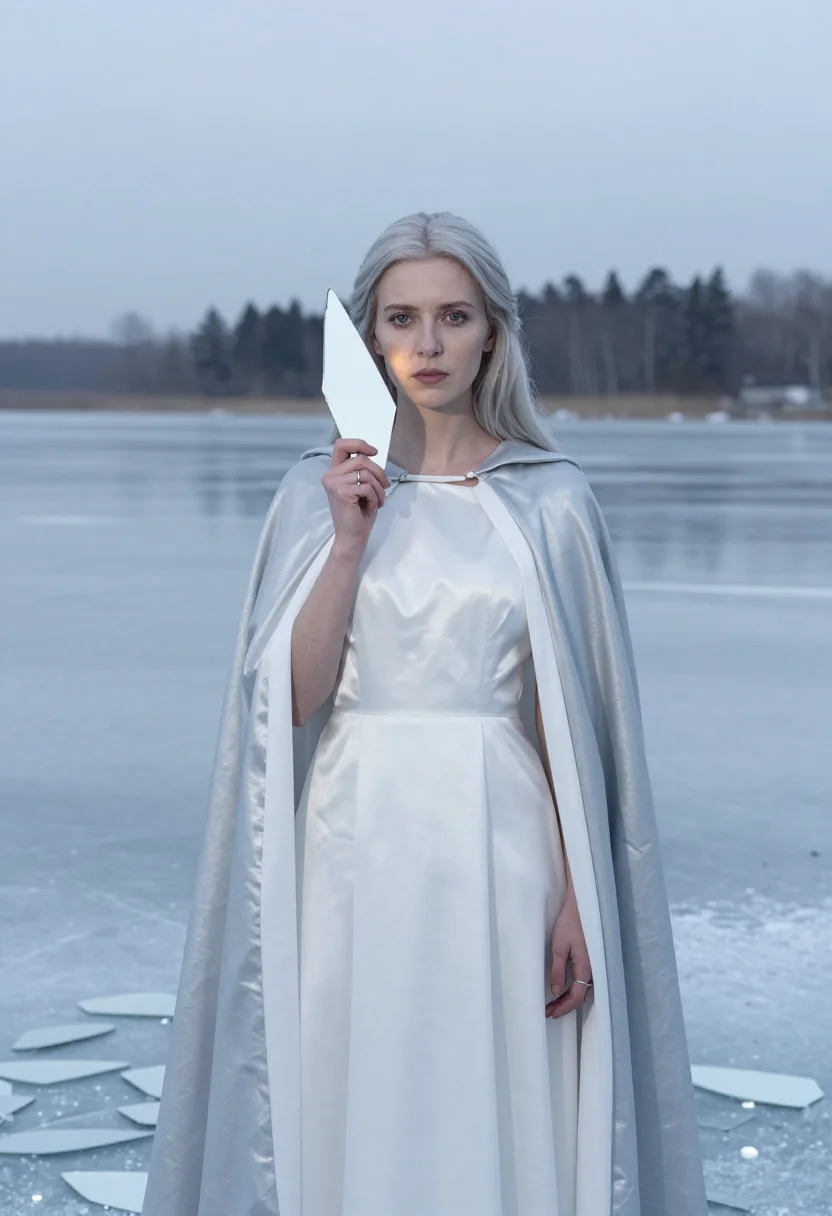 AI snow queen sample — portrait of a woman, close portrait of a Northern-European w
