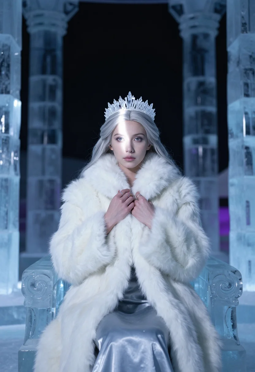 AI snow queen sample — portrait of a woman, close portrait of a Northern-European w