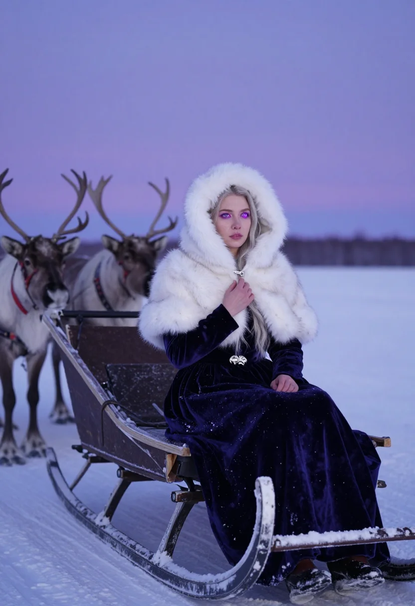 AI snow queen sample — portrait of a woman, three-quarter-length portrait of a Nort