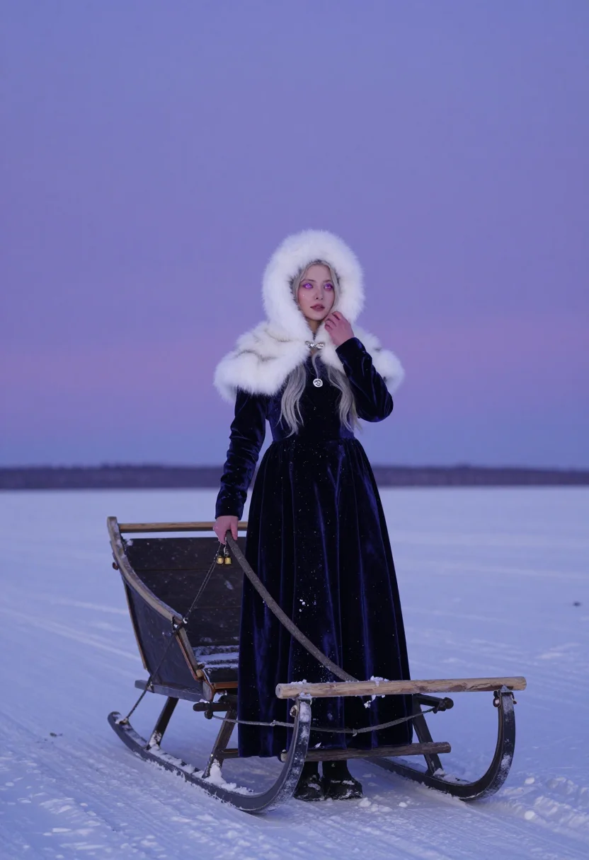 AI snow queen sample — portrait of a woman, full-length portrait of a Northern-Euro