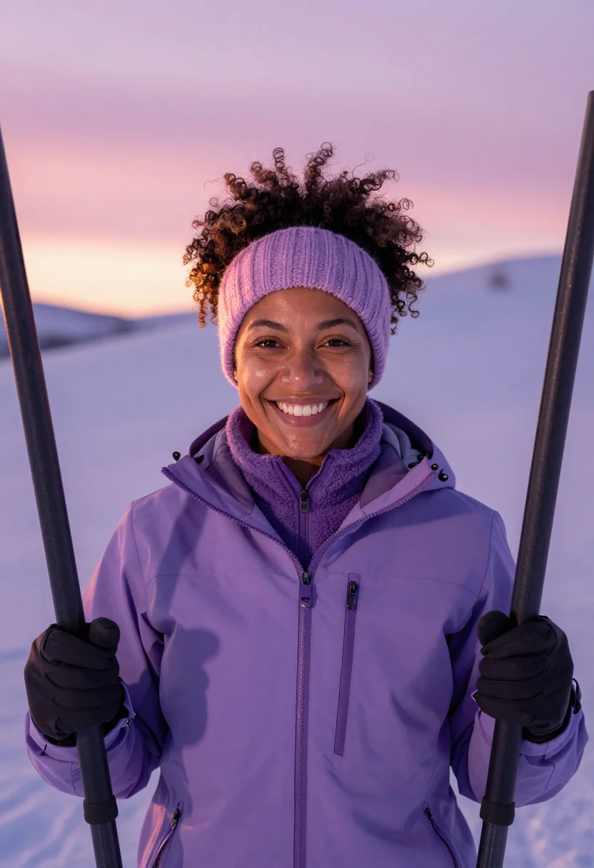 AI snowshoe ridge lavender sample — portrait of a woman, head-and-shoulders portrait of a mixed-
