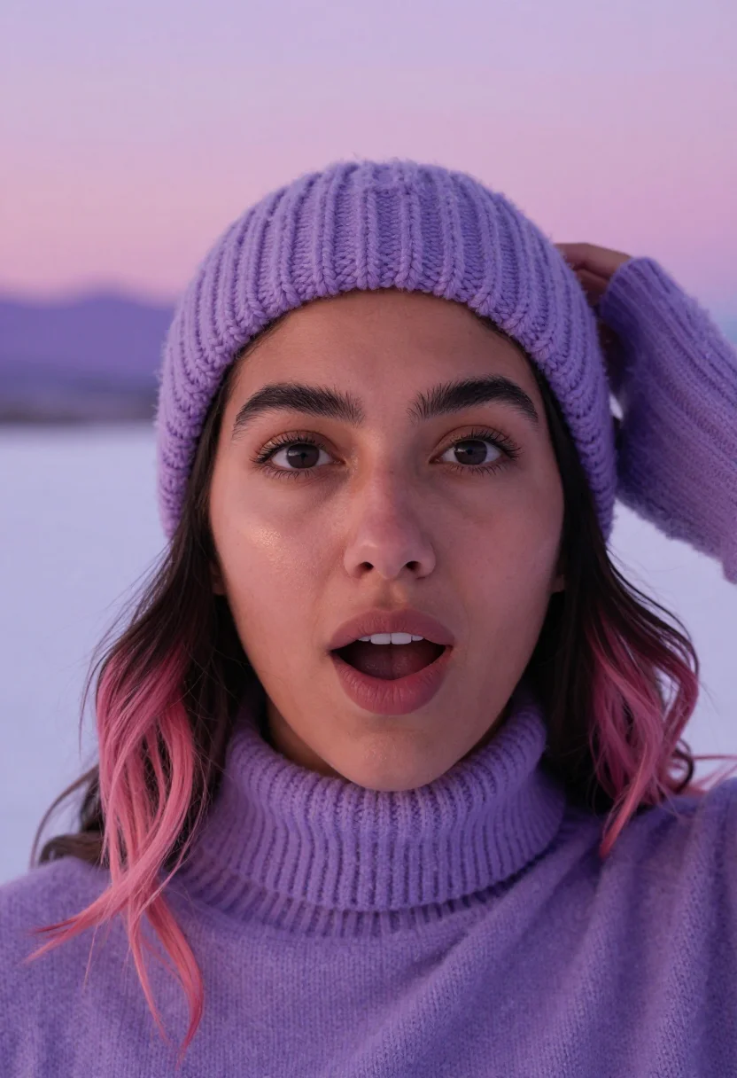 AI snowshoe ridge lavender sample — portrait of a woman, tight headshot of a Latin-American woma