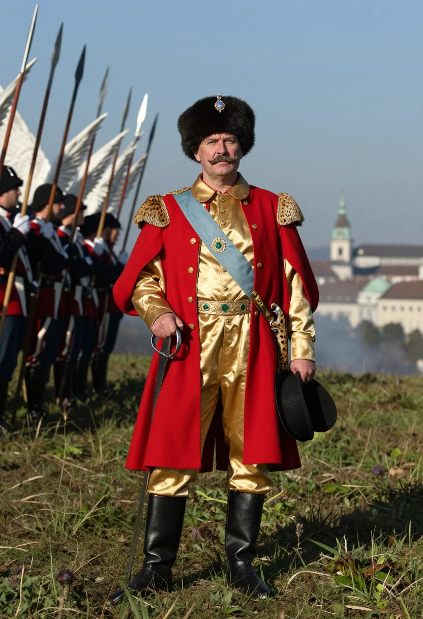 AI sobieski vienna 1683 sample — portrait of a man, full-length portrait of a Polish man in h