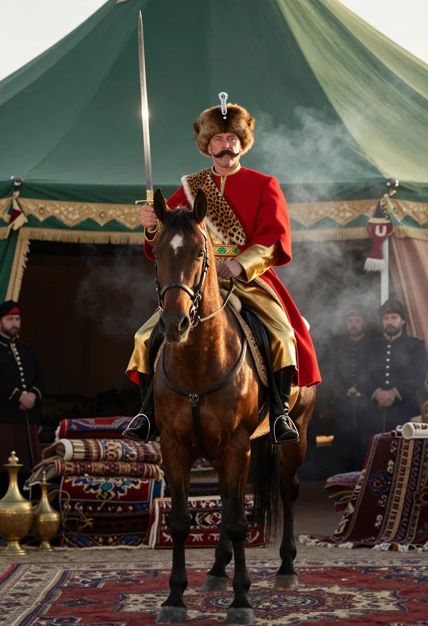 AI sobieski vienna 1683 sample — portrait of a man, full equestrian portrait of a Polish man