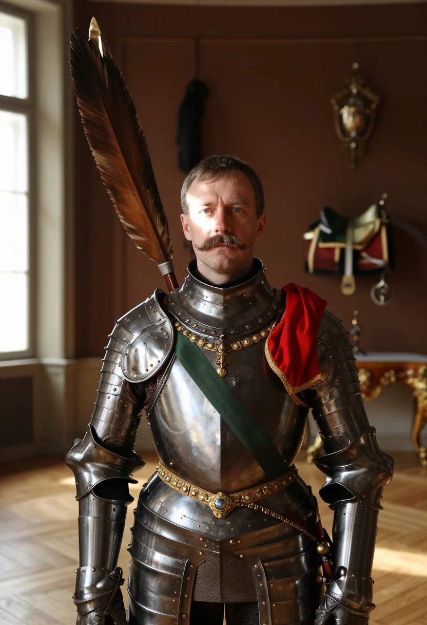 AI sobieski vienna 1683 sample — portrait of a man, chest-up portrait of a Polish man in his