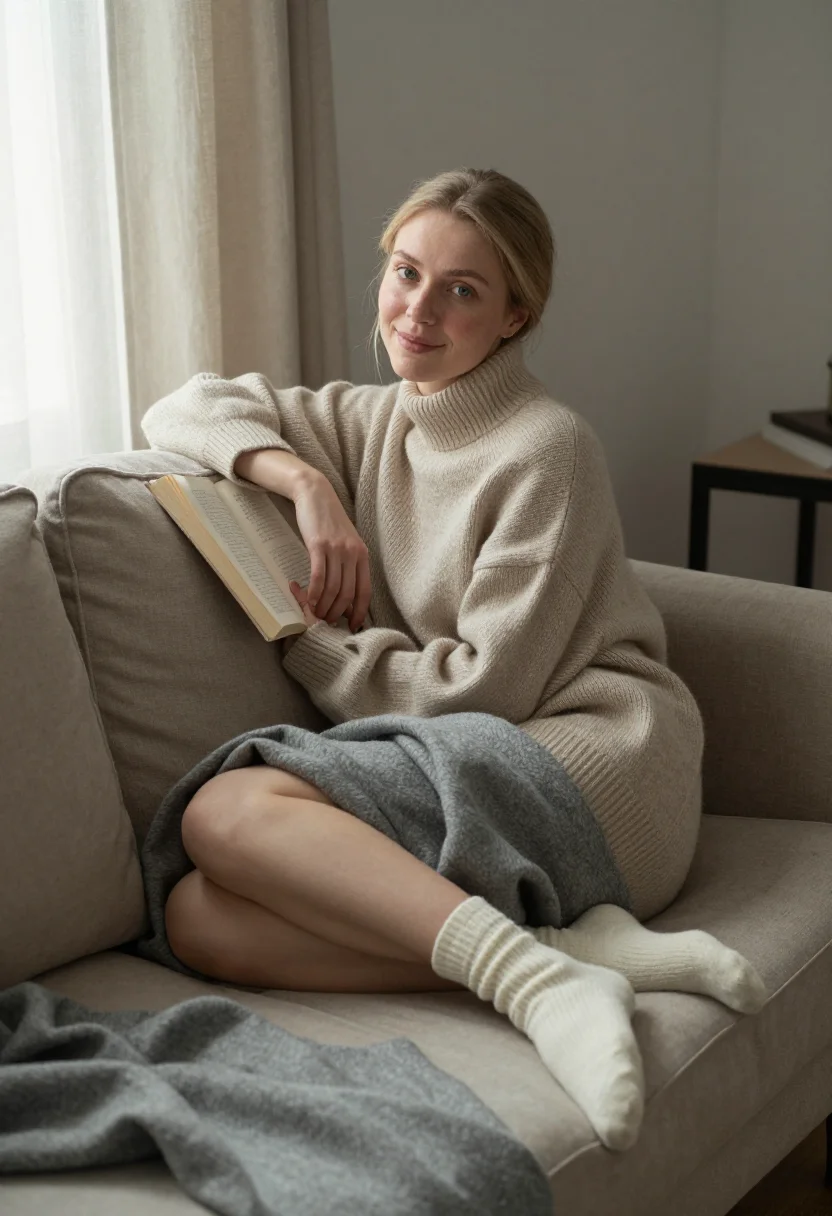AI sofa sunday sample — portrait of a woman, three-quarter-length portrait of a Nort