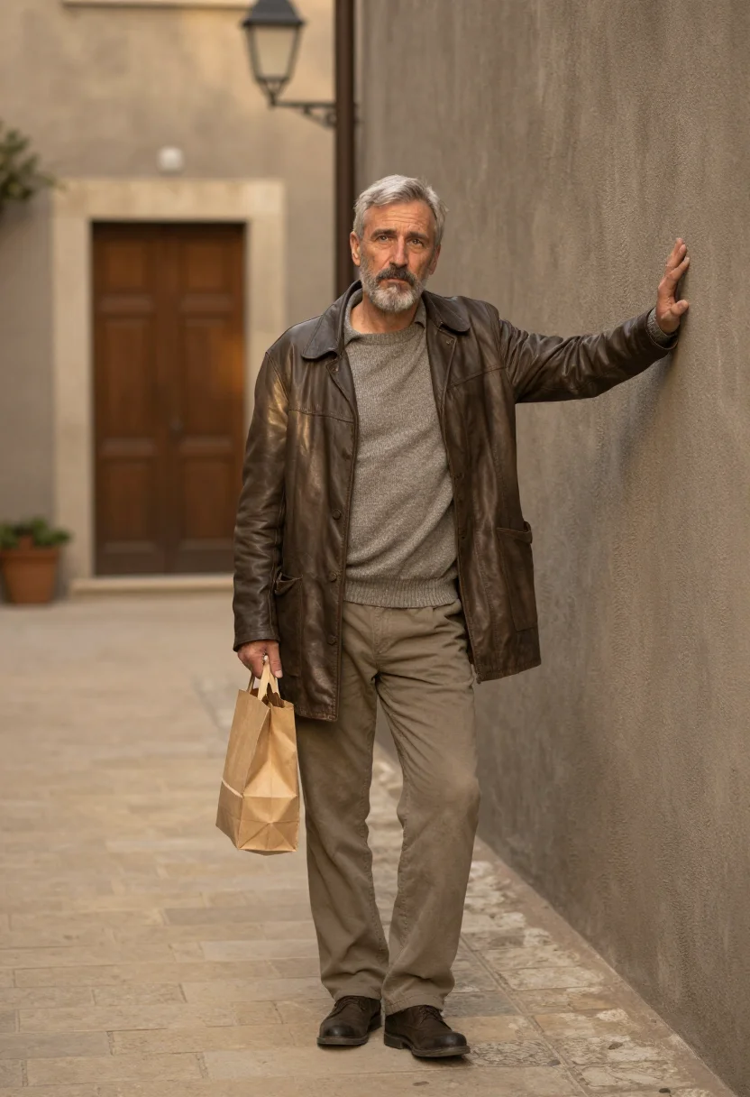 AI solomeo greige sample — portrait of a man, full-length portrait of a Western-Europea