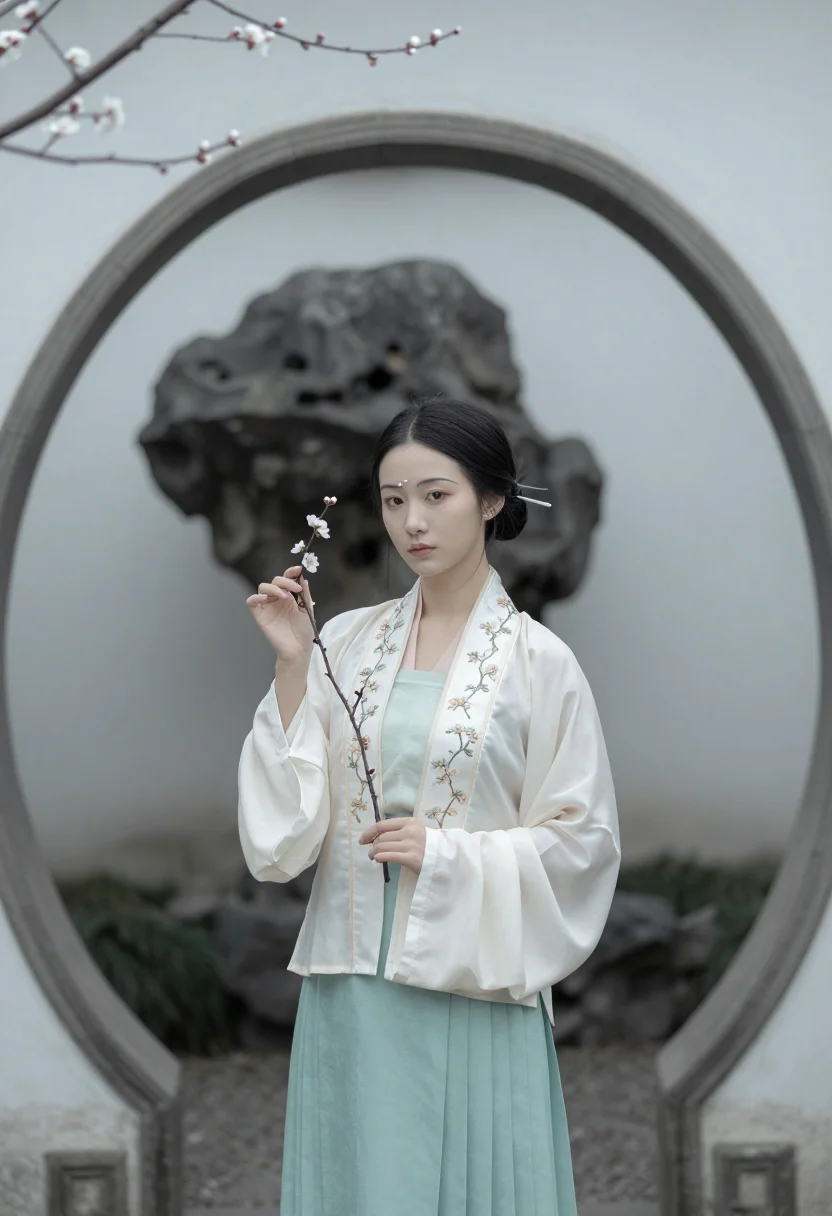 AI song dynasty sample — portrait of a woman, half-length portrait of a Han-Chinese w