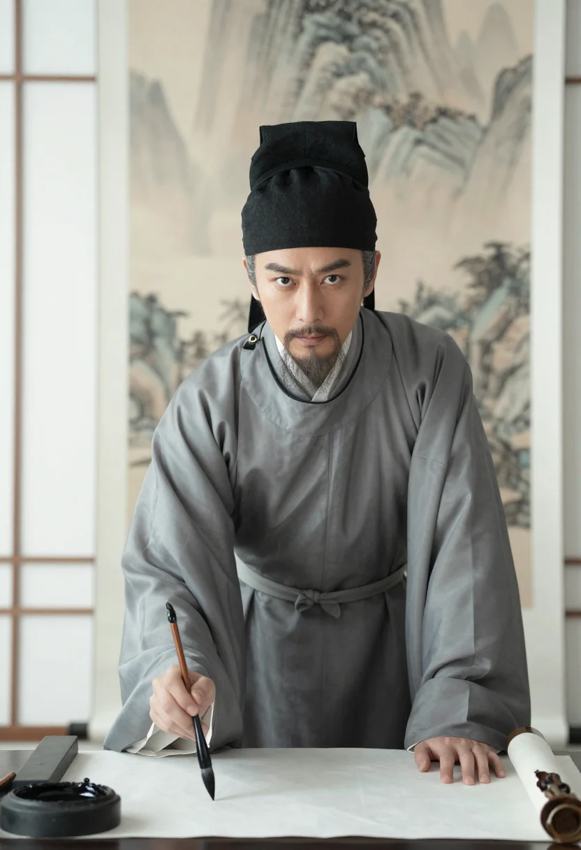 AI song literatus sample — portrait of a man, half-length portrait of a Han-Chinese man