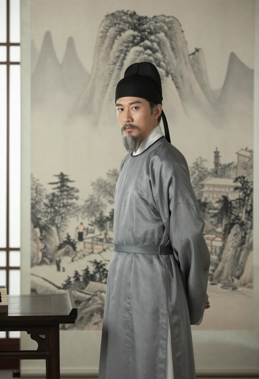 AI song literatus sample — portrait of a man, three-quarter-length portrait of a Han-Ch