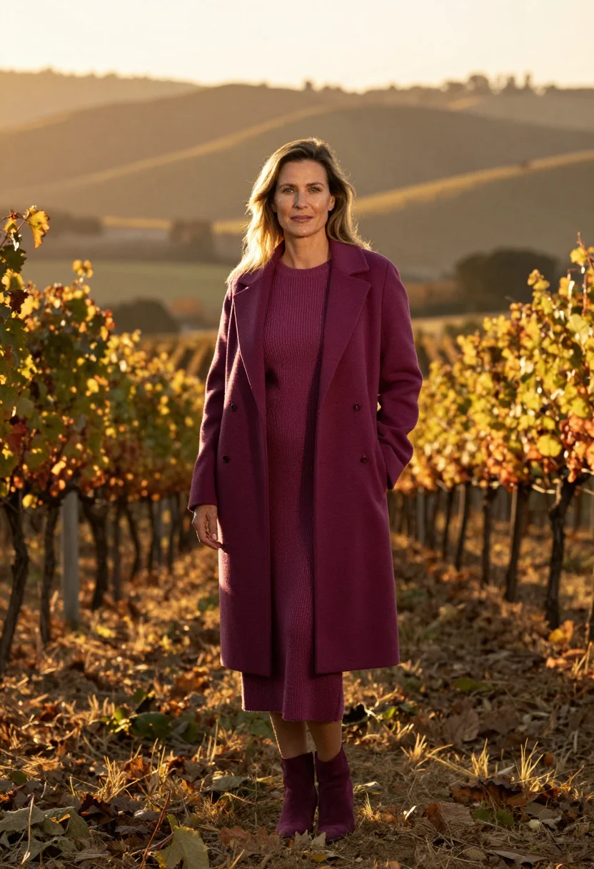 AI sonoma crush plum sample — portrait of a woman, framed full-length from the head to the