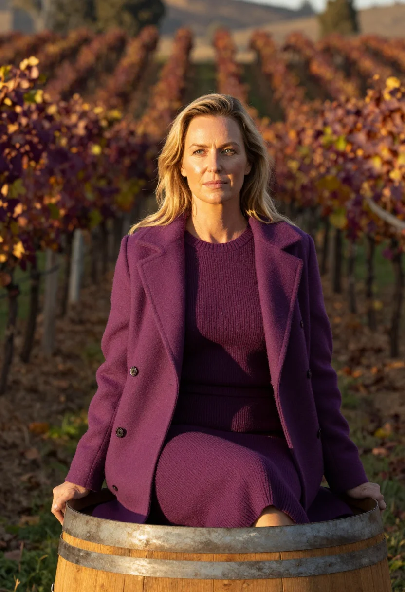 AI sonoma crush plum sample — portrait of a woman, framed chest-up from the ribs, the body