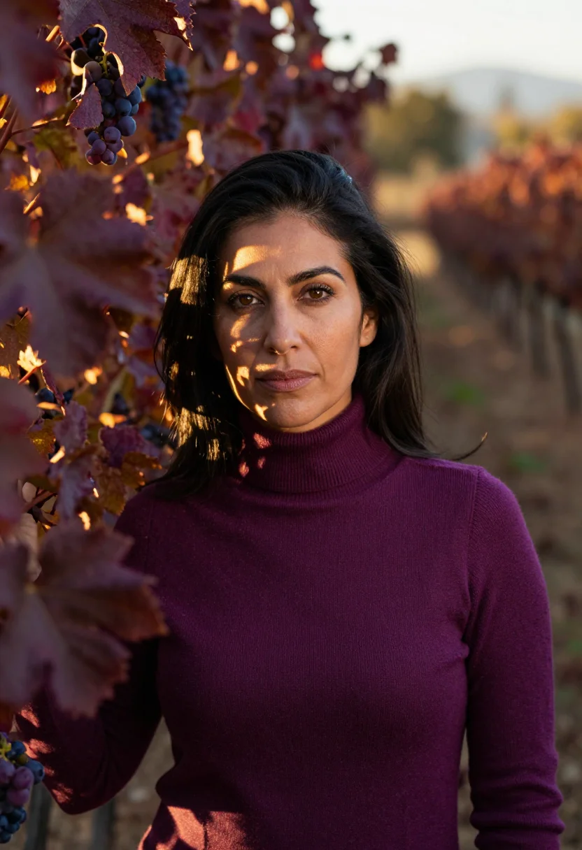 AI sonoma crush plum sample — portrait of a woman, framed tight, head and shoulders, the b