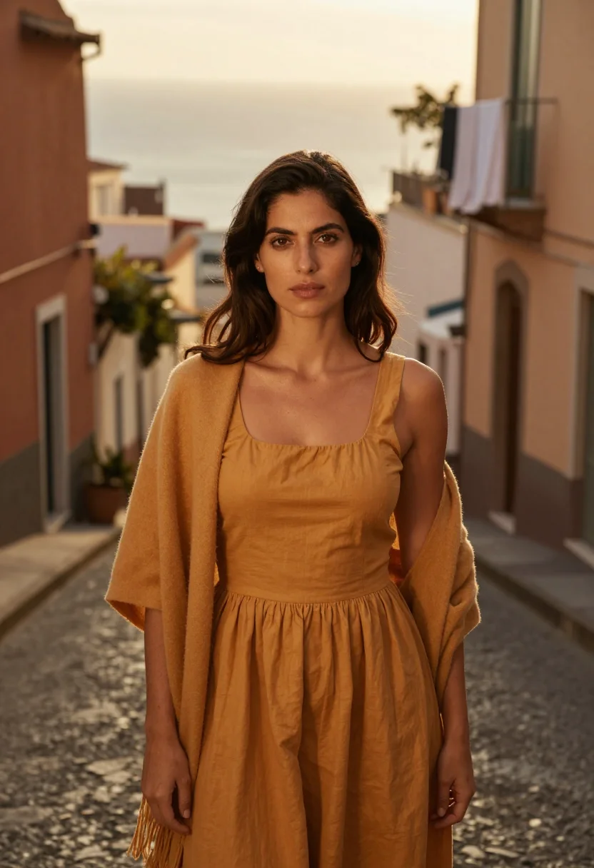 AI sophia loren pozzuoli earth ochre sample — portrait of a woman, a Portuguese woman in her early thirtie
