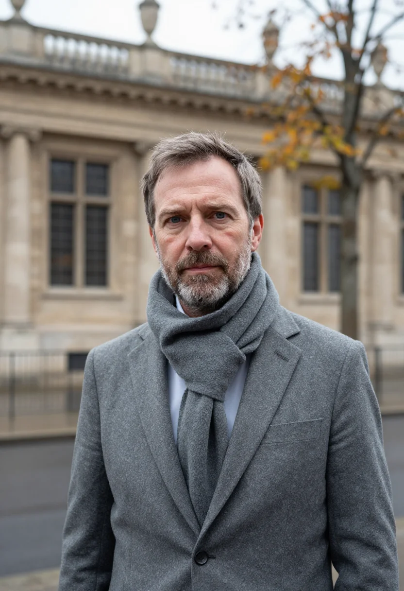 AI sorbonne lecturer slate sample — portrait of a man, upper-chest portrait of a Belgian man in