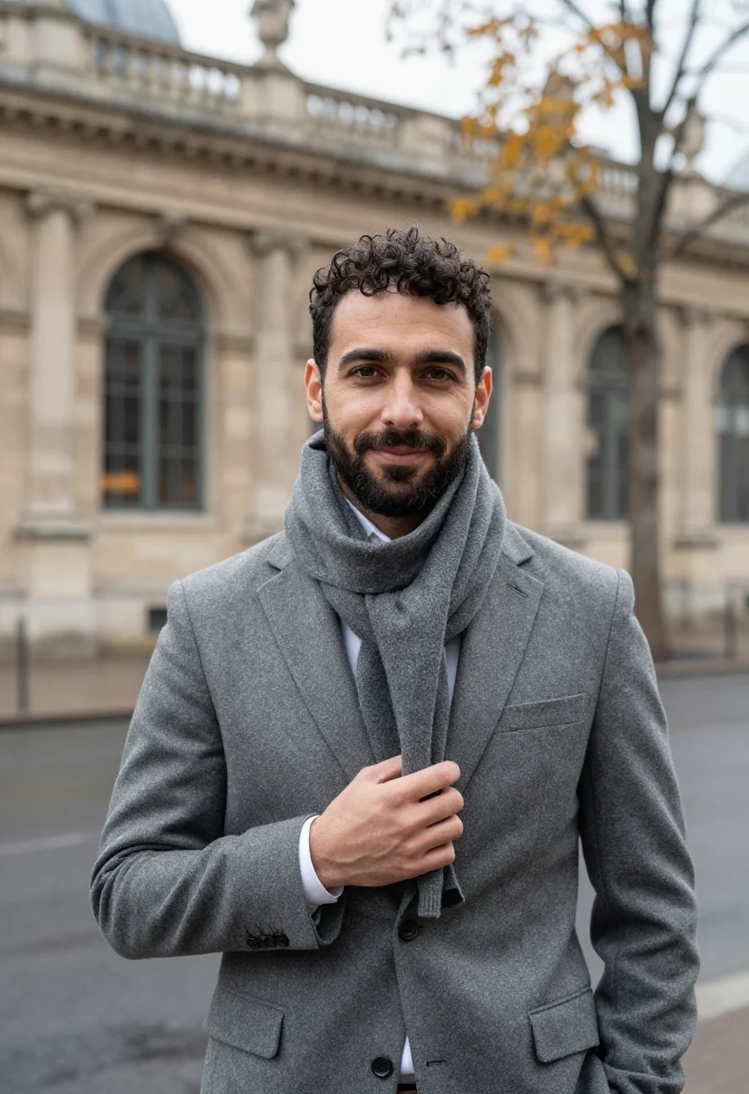 AI sorbonne lecturer slate sample — portrait of a man, chest-up portrait of an Italian man in hi