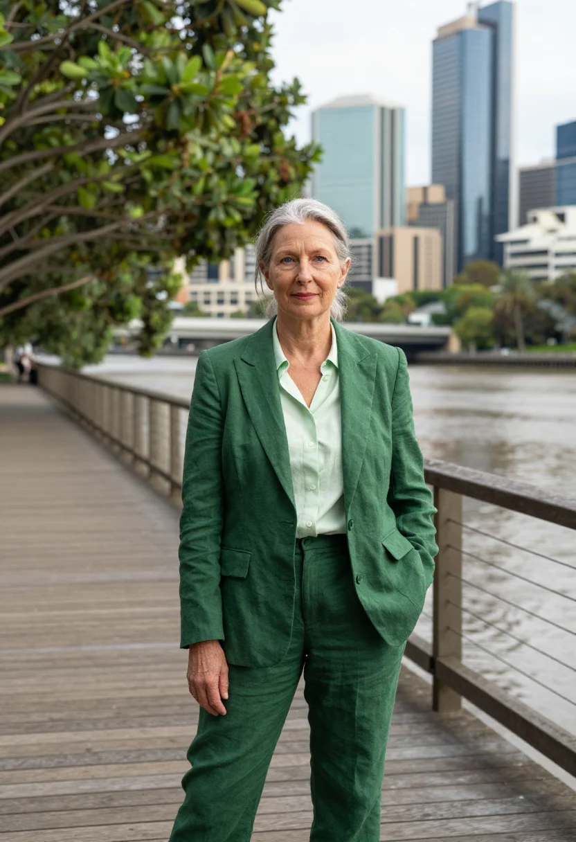 AI south bank urban planner subtropical green sample — portrait of an urban planner, a woman of Scottish-Australian