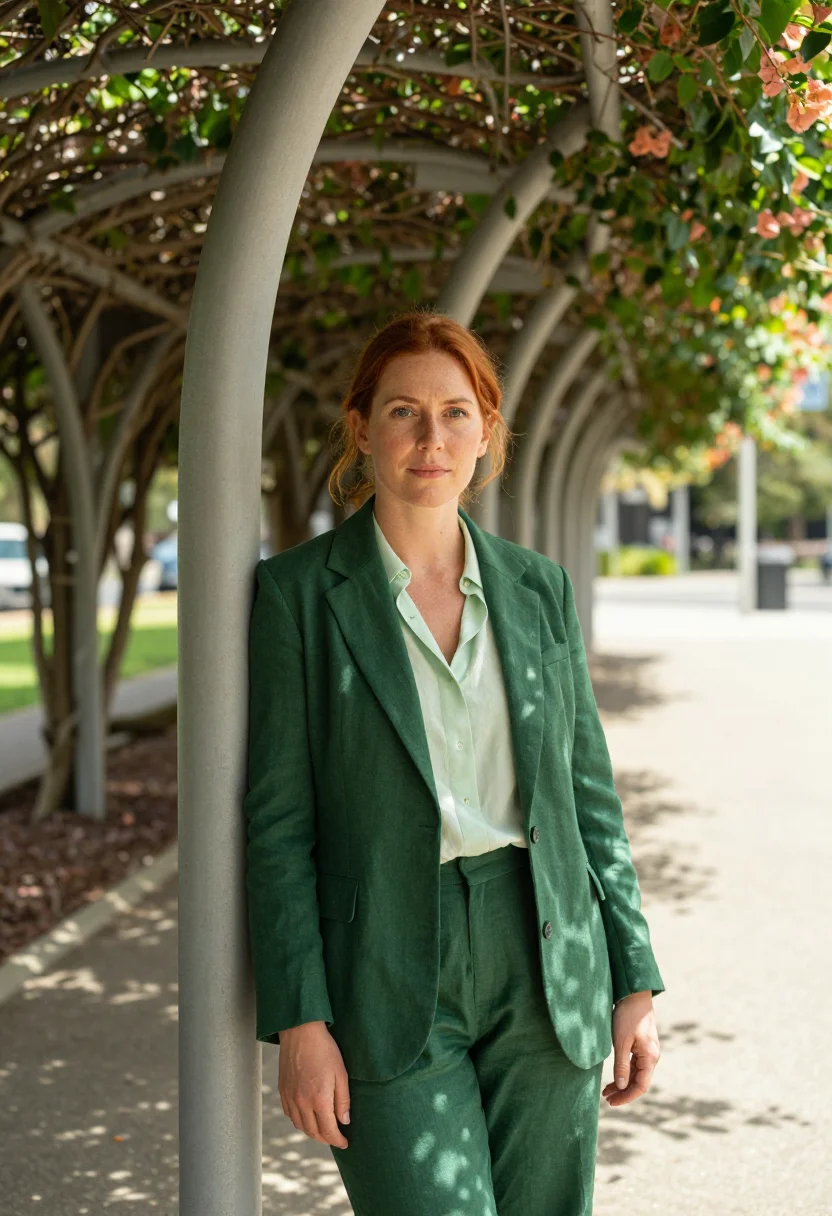 AI south bank urban planner subtropical green sample — portrait of an urban planner, a woman of Irish-Australian de