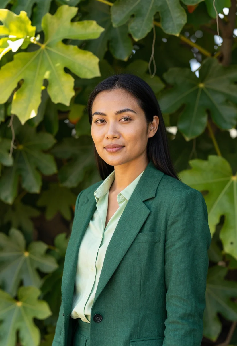 AI south bank urban planner subtropical green sample — portrait of an urban planner, a woman of Vietnamese-Australi