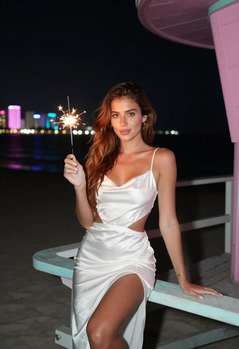 AI south beach nye sample — portrait of a woman, in her late twenties with honey-toned s
