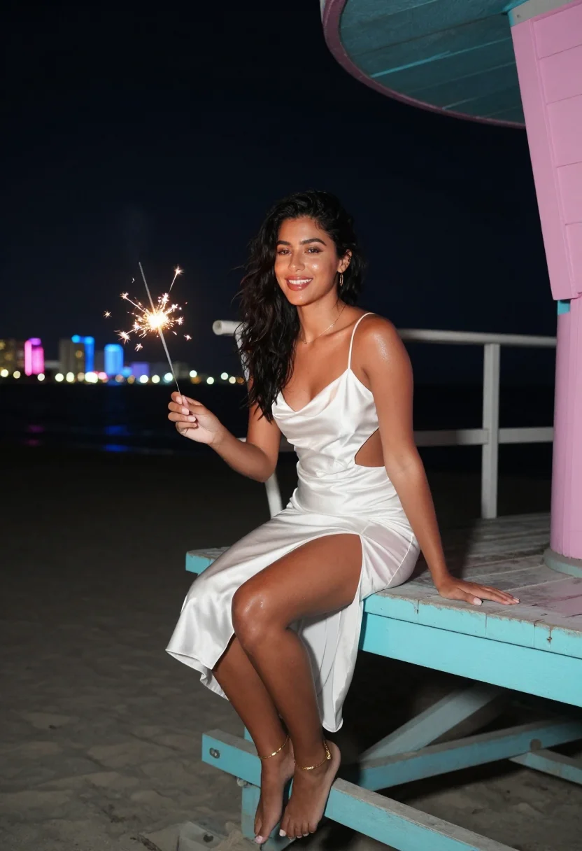 AI south beach nye sample — portrait of a woman, in her early thirties with deep umber s
