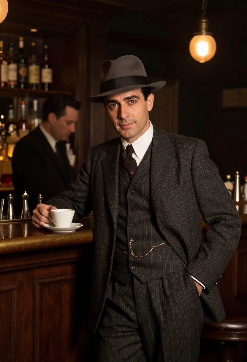 AI speakeasy chicago sample — portrait of a man, half-length portrait of an Italian-Americ