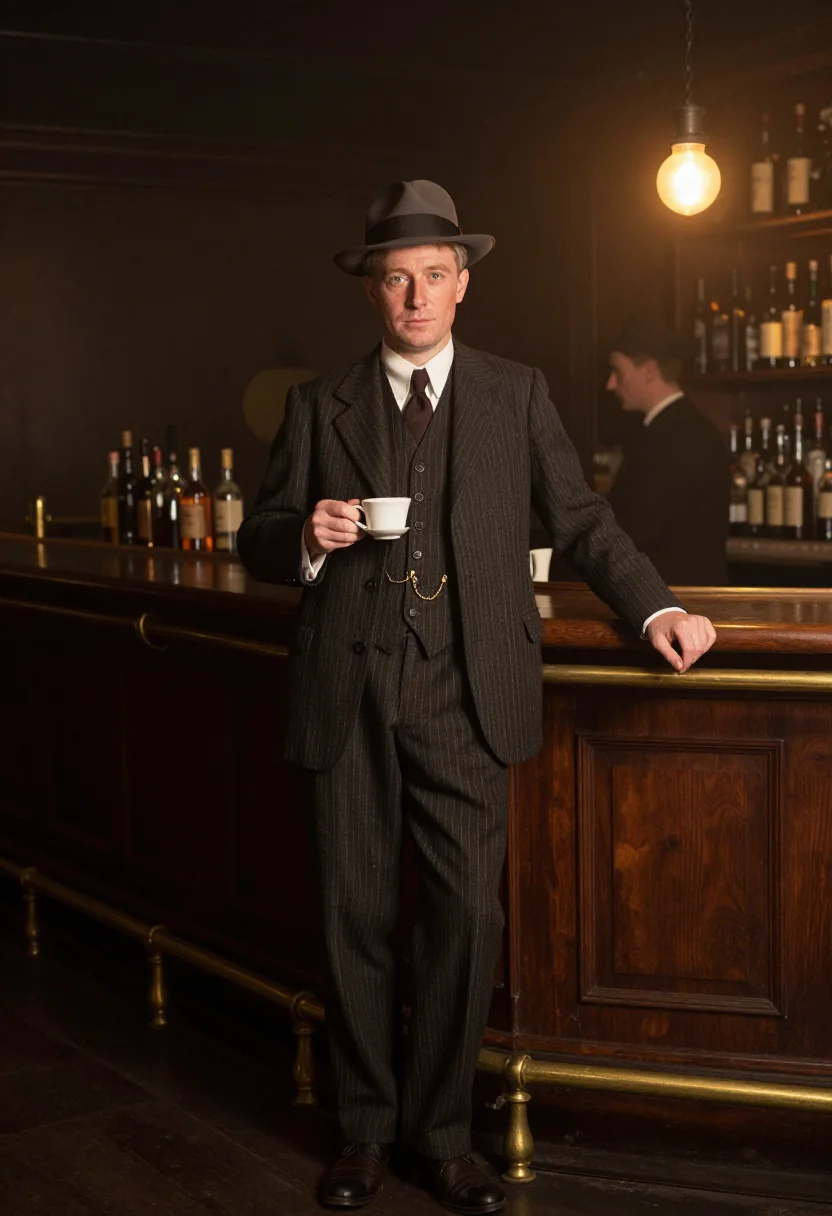 AI speakeasy chicago sample — portrait of a man, three-quarter-length portrait of an Irish