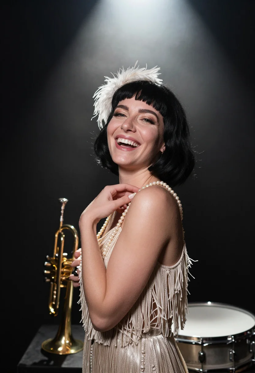 AI speakeasy flapper sample — portrait of a woman, half-length portrait of a Western-Europ