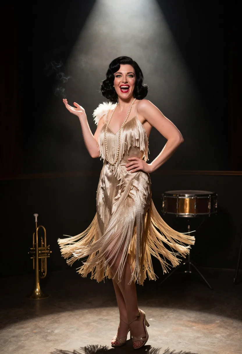 AI speakeasy flapper sample — portrait of a woman, three-quarter-length portrait of a West