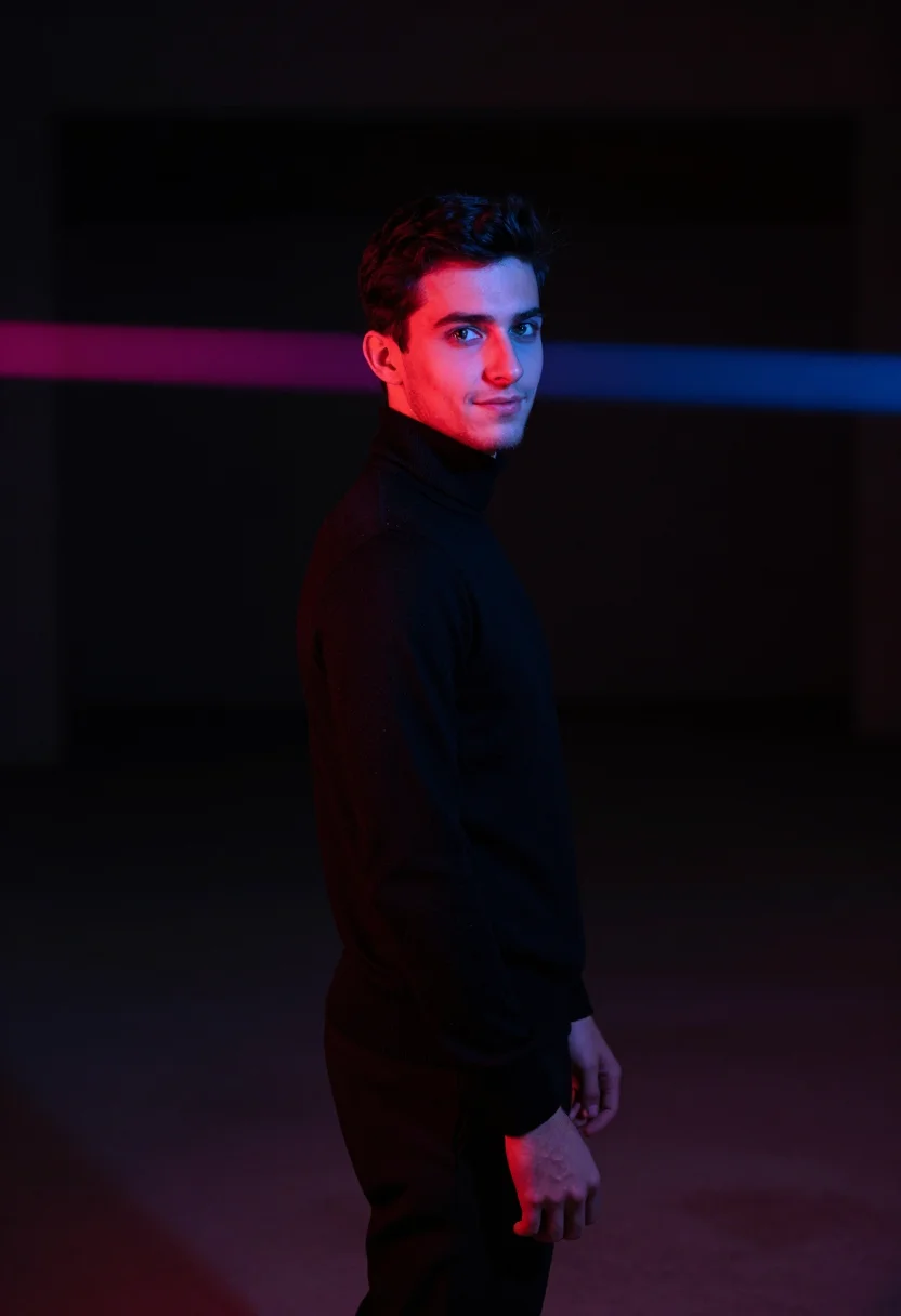 AI split gel sample — portrait of a man, a man in his mid twenties with olive skin