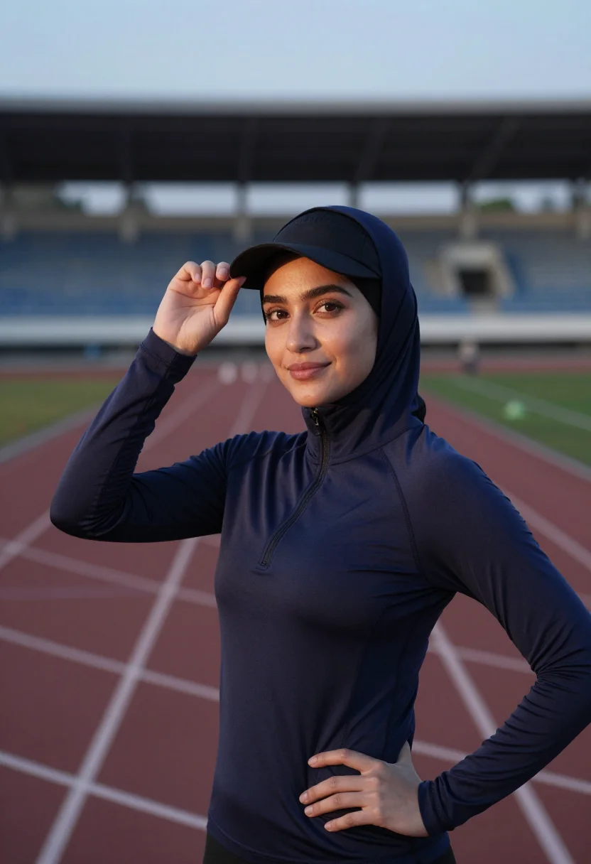 AI sport hijab sample — portrait of a woman, half-length portrait of a woman in her